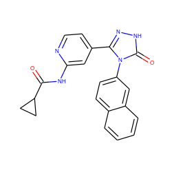 O=C(Nc1cc(-c2n[nH]c(=O)n2-c2ccc3ccccc3c2)ccn1)C1CC1 ZINC000066058787