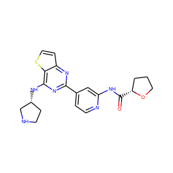 O=C(Nc1cc(-c2nc(N[C@@H]3CCNC3)c3sccc3n2)ccn1)[C@@H]1CCCO1 ZINC000223671299