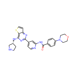 O=C(Nc1cc(-c2nc(N[C@@H]3CCNC3)c3sccc3n2)ccn1)c1ccc(N2CCOCC2)cc1 ZINC000223671689