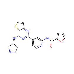 O=C(Nc1cc(-c2nc(N[C@@H]3CCNC3)c3sccc3n2)ccn1)c1ccco1 ZINC000223672253