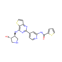 O=C(Nc1cc(-c2nc(N[C@H]3CNC[C@@H]3O)c3sccc3n2)ccn1)c1cccs1 ZINC000223663675