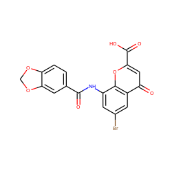 O=C(Nc1cc(Br)cc2c(=O)cc(C(=O)O)oc12)c1ccc2c(c1)OCO2 ZINC000096271891