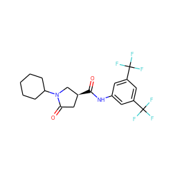 O=C(Nc1cc(C(F)(F)F)cc(C(F)(F)F)c1)[C@H]1CC(=O)N(C2CCCCC2)C1 ZINC000014959348