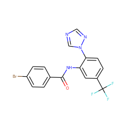 O=C(Nc1cc(C(F)(F)F)ccc1-n1cncn1)c1ccc(Br)cc1 ZINC000008685812