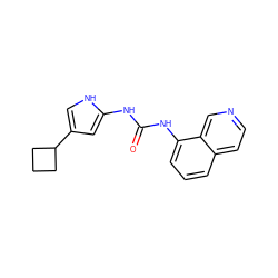 O=C(Nc1cc(C2CCC2)c[nH]1)Nc1cccc2ccncc12 ZINC000064503830