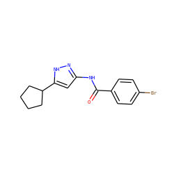 O=C(Nc1cc(C2CCCC2)[nH]n1)c1ccc(Br)cc1 ZINC000012354799