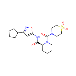 O=C(Nc1cc(C2CCCC2)no1)[C@@H]1CCCCN1C(=O)N1CCS(=O)(=O)CC1 ZINC000200022804