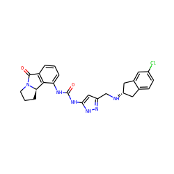 O=C(Nc1cc(CN[C@H]2Cc3ccc(Cl)cc3C2)n[nH]1)Nc1cccc2c1[C@H]1CCCN1C2=O ZINC000013471132