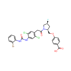 O=C(Nc1cc(Cl)c(CC(=O)N2C[C@@H](F)C[C@H]2COc2ccc(C(=O)O)cc2)cc1Cl)Nc1ccccc1Br ZINC000049841564