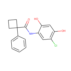 O=C(Nc1cc(Cl)c(O)cc1O)C1(c2ccccc2)CCC1 ZINC000205957269