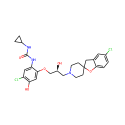 O=C(Nc1cc(Cl)c(O)cc1OC[C@@H](O)CN1CCC2(CC1)Cc1cc(Cl)ccc1O2)NC1CC1 ZINC000103235604