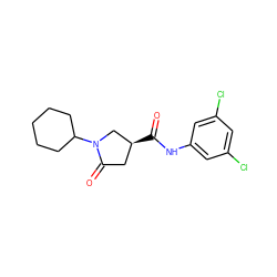 O=C(Nc1cc(Cl)cc(Cl)c1)[C@H]1CC(=O)N(C2CCCCC2)C1 ZINC000001103943