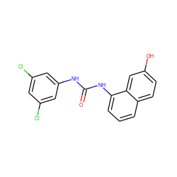 O=C(Nc1cc(Cl)cc(Cl)c1)Nc1cccc2ccc(O)cc12 ZINC000071335102