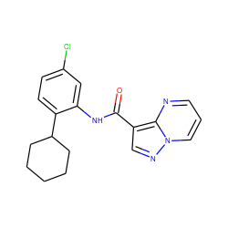 O=C(Nc1cc(Cl)ccc1C1CCCCC1)c1cnn2cccnc12 ZINC000113654791