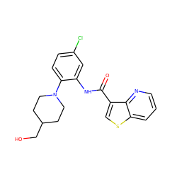 O=C(Nc1cc(Cl)ccc1N1CCC(CO)CC1)c1csc2cccnc12 ZINC001772604519