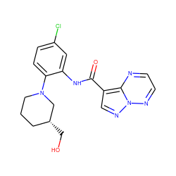 O=C(Nc1cc(Cl)ccc1N1CCC[C@@H](CO)C1)c1cnn2nccnc12 ZINC001772645575