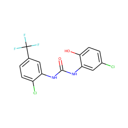 O=C(Nc1cc(Cl)ccc1O)Nc1cc(C(F)(F)F)ccc1Cl ZINC000001752617