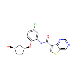 O=C(Nc1cc(Cl)ccc1O[C@H]1CC[C@@H](O)C1)c1csc2cncnc12 ZINC000113652736