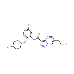 O=C(Nc1cc(Cl)ccc1OC1CCC(O)CC1)c1cnn2cc(CCO)cnc12 ZINC000113654934