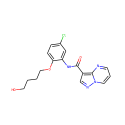 O=C(Nc1cc(Cl)ccc1OCCCCO)c1cnn2cccnc12 ZINC000113655642