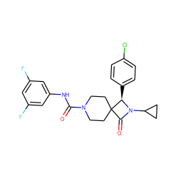 O=C(Nc1cc(F)cc(F)c1)N1CCC2(CC1)C(=O)N(C1CC1)[C@@H]2c1ccc(Cl)cc1 ZINC000058512033