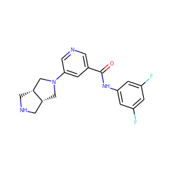 O=C(Nc1cc(F)cc(F)c1)c1cncc(N2C[C@@H]3CNC[C@@H]3C2)c1 ZINC000073170087