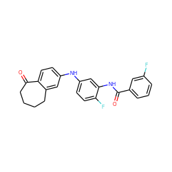 O=C(Nc1cc(Nc2ccc3c(c2)CCCCC3=O)ccc1F)c1cccc(F)c1 ZINC000095575666