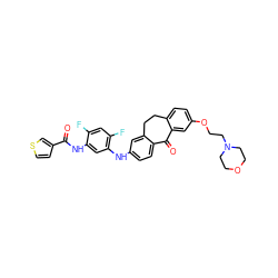 O=C(Nc1cc(Nc2ccc3c(c2)CCc2ccc(OCCN4CCOCC4)cc2C3=O)c(F)cc1F)c1ccsc1 ZINC000095593499