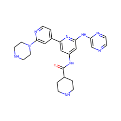 O=C(Nc1cc(Nc2cnccn2)nc(-c2ccnc(N3CCNCC3)c2)c1)C1CCNCC1 ZINC000084726787