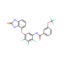 O=C(Nc1cc(Oc2cccc3[nH]c(=O)[nH]c23)c(F)c(F)c1F)c1cccc(OC(F)(F)F)c1 ZINC000045372227