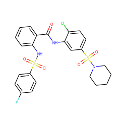 O=C(Nc1cc(S(=O)(=O)N2CCCCC2)ccc1Cl)c1ccccc1NS(=O)(=O)c1ccc(F)cc1 ZINC000008684400