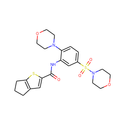 O=C(Nc1cc(S(=O)(=O)N2CCOCC2)ccc1N1CCOCC1)c1cc2c(s1)CCC2 ZINC000009470944