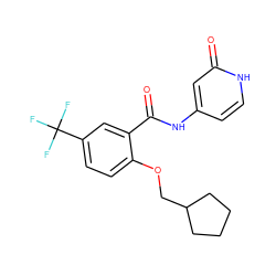 O=C(Nc1cc[nH]c(=O)c1)c1cc(C(F)(F)F)ccc1OCC1CCCC1 ZINC000143214991