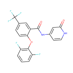 O=C(Nc1cc[nH]c(=O)c1)c1cc(C(F)(F)F)ccc1Oc1c(F)cccc1F ZINC000143197810