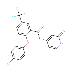 O=C(Nc1cc[nH]c(=O)c1)c1cc(C(F)(F)F)ccc1Oc1ccc(Cl)cc1 ZINC000143185878