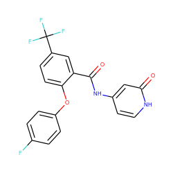 O=C(Nc1cc[nH]c(=O)c1)c1cc(C(F)(F)F)ccc1Oc1ccc(F)cc1 ZINC000143434285