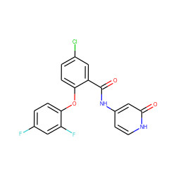 O=C(Nc1cc[nH]c(=O)c1)c1cc(Cl)ccc1Oc1ccc(F)cc1F ZINC000143180437