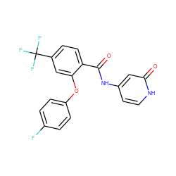 O=C(Nc1cc[nH]c(=O)c1)c1ccc(C(F)(F)F)cc1Oc1ccc(F)cc1 ZINC000143170232