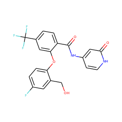 O=C(Nc1cc[nH]c(=O)c1)c1ccc(C(F)(F)F)cc1Oc1ccc(F)cc1CO ZINC000143433227