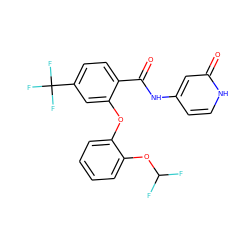 O=C(Nc1cc[nH]c(=O)c1)c1ccc(C(F)(F)F)cc1Oc1ccccc1OC(F)F ZINC000143247165