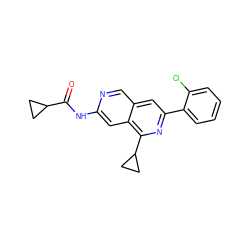 O=C(Nc1cc2c(C3CC3)nc(-c3ccccc3Cl)cc2cn1)C1CC1 ZINC000169700073