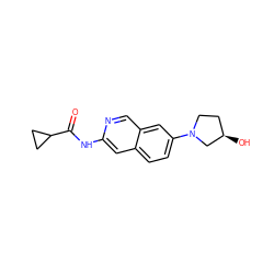 O=C(Nc1cc2ccc(N3CC[C@@H](O)C3)cc2cn1)C1CC1 ZINC000144311297