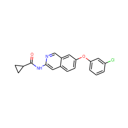 O=C(Nc1cc2ccc(Oc3cccc(Cl)c3)cc2cn1)C1CC1 ZINC000169699983