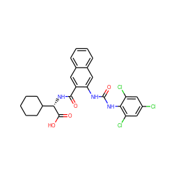 O=C(Nc1cc2ccccc2cc1C(=O)N[C@H](C(=O)O)C1CCCCC1)Nc1c(Cl)cc(Cl)cc1Cl ZINC000042851576