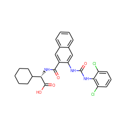 O=C(Nc1cc2ccccc2cc1C(=O)N[C@H](C(=O)O)C1CCCCC1)Nc1c(Cl)cccc1Cl ZINC000040391170