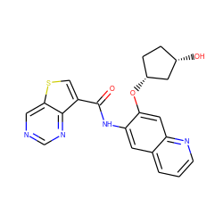 O=C(Nc1cc2cccnc2cc1O[C@@H]1CC[C@H](O)C1)c1csc2cncnc12 ZINC000113651976