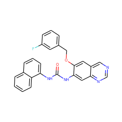 O=C(Nc1cc2ncncc2cc1OCc1cccc(F)c1)Nc1cccc2ccccc12 ZINC000473150958