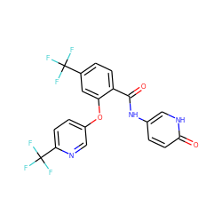 O=C(Nc1ccc(=O)[nH]c1)c1ccc(C(F)(F)F)cc1Oc1ccc(C(F)(F)F)nc1 ZINC000143194758