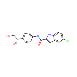 O=C(Nc1ccc([C@H](O)CO)cc1)c1cc2cc(Cl)ccc2[nH]1 ZINC000003819215