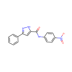 O=C(Nc1ccc([N+](=O)[O-])cc1)c1cc(-c2ccccc2)n[nH]1 ZINC000017031669